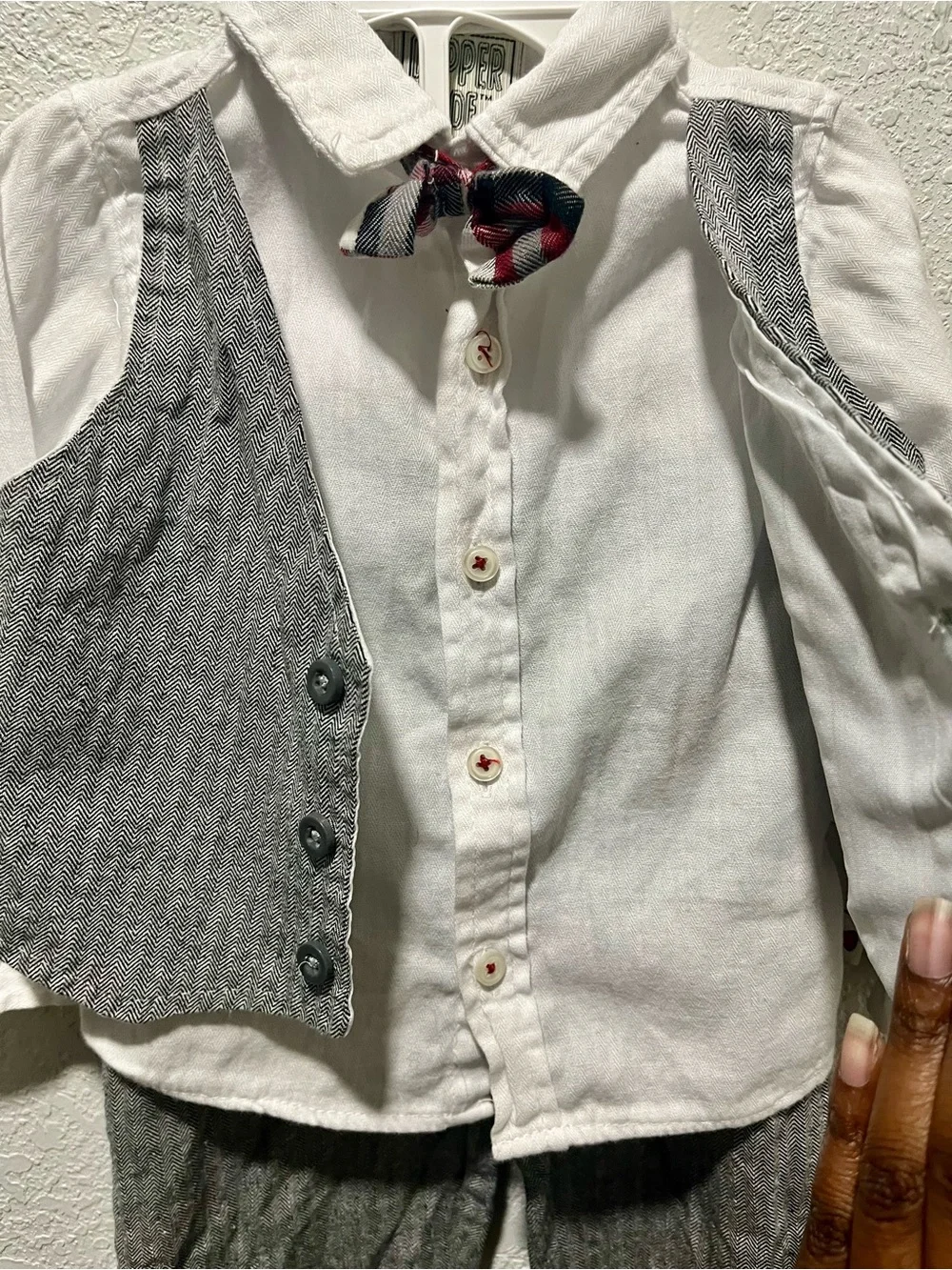 Dapper Dude Gray Vest Set with White Shirt and Bow Tie